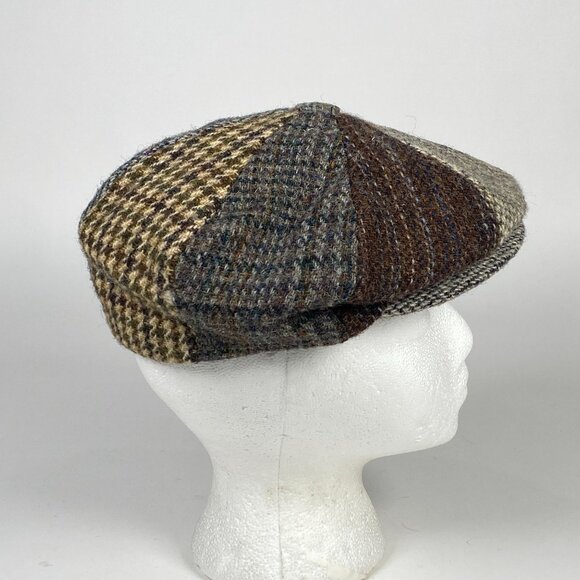 Harris Tweed Patchwork Wool Newsboy Cabbie Hat Cap Handwoven Made in Scotland - Picture 4 of 9